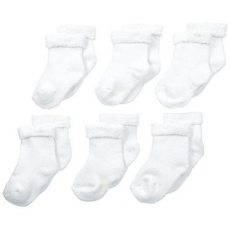 Gerber Baby Unisex 6 Pack Socks, White, 0-3 Months
