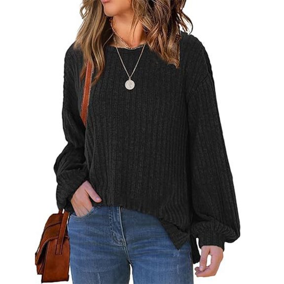 Women's Oversized Sweatshirt 2025 Fall Fashion Clothes Ribbed Corduroy Long Sleeve Going Out Pullover Tops 02-Black XXL
