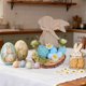 thumbnail image 5 of Easter Wooden Ornaments Set of 1 Rabbits and Eggs with Floral Design in Blue Bucolic Style for Home and Desktop Decoration 5.51x4.53"Set de adornos de madera de Pascua con 1 conejo y huevos JASKFLY, 5 of 8