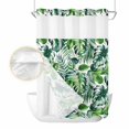 thumbnail image 2 of Tropical No Hook Shower Curtain Waterproof, Bathroom Curtains with Snap in Liners and See Through Top Window, Green Palm Leaf Summer Plant Hotel Style Bathtub Curtains Shower 60"Wx72"L, 2 of 8