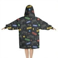 thumbnail image 2 of Black Controllers Games Icons Black Pattern Blanket Hoodies for Kids 6-13YR Oversize Wearable Blanket Hoodies for Boys Girls Teens, 2 of 7