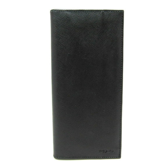 Pre-Owned Prada Men,Women Leather Long Wallet (bi-fold) Black (Good)