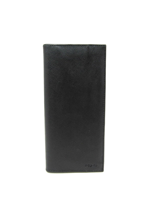 Pre-Owned Prada Men,Women Leather Long Wallet (bi-fold) Black (Good)