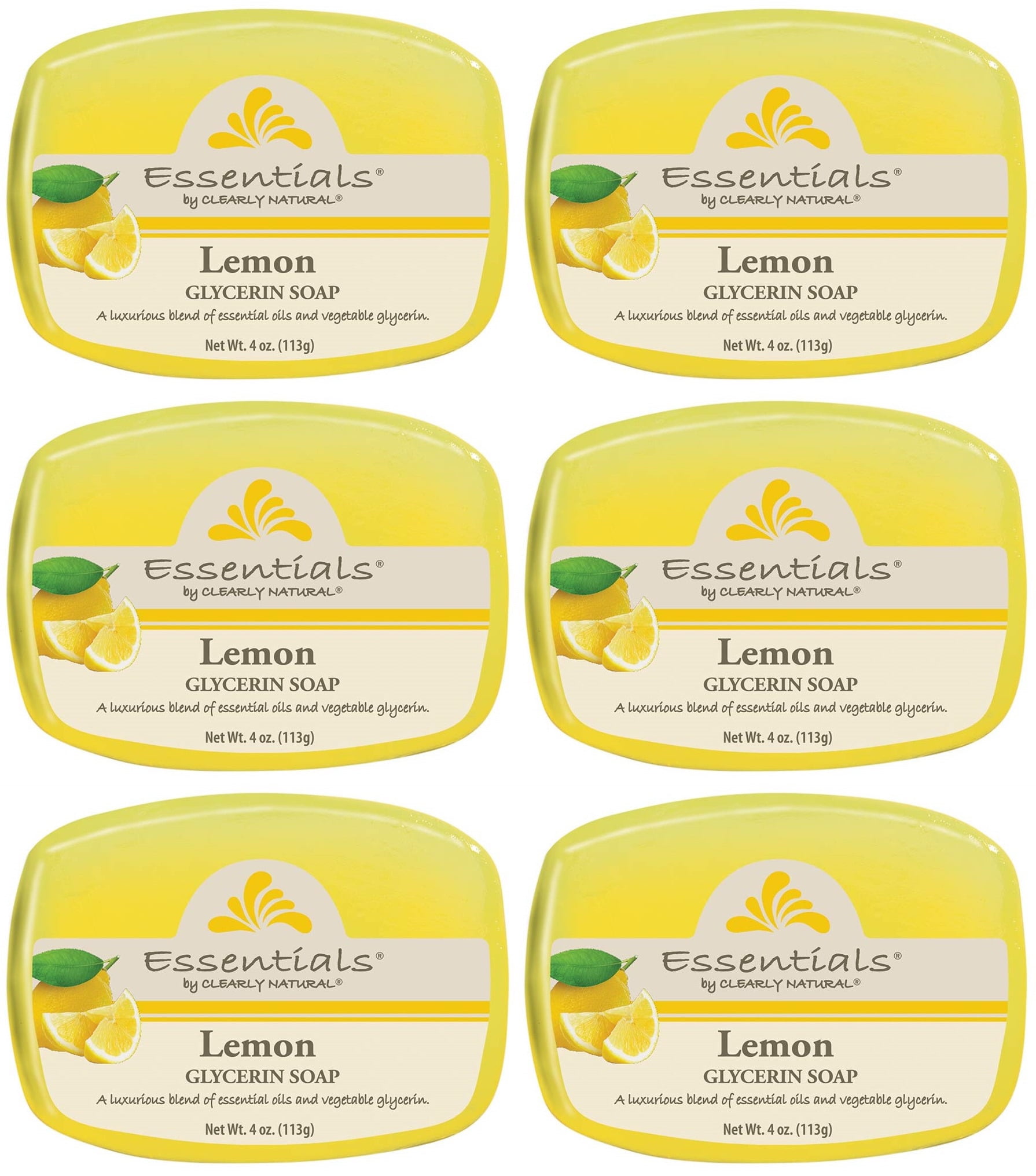 (Bundle of 6 )Clearly Natural Glycerine Bar Soap Lemon 4 oz