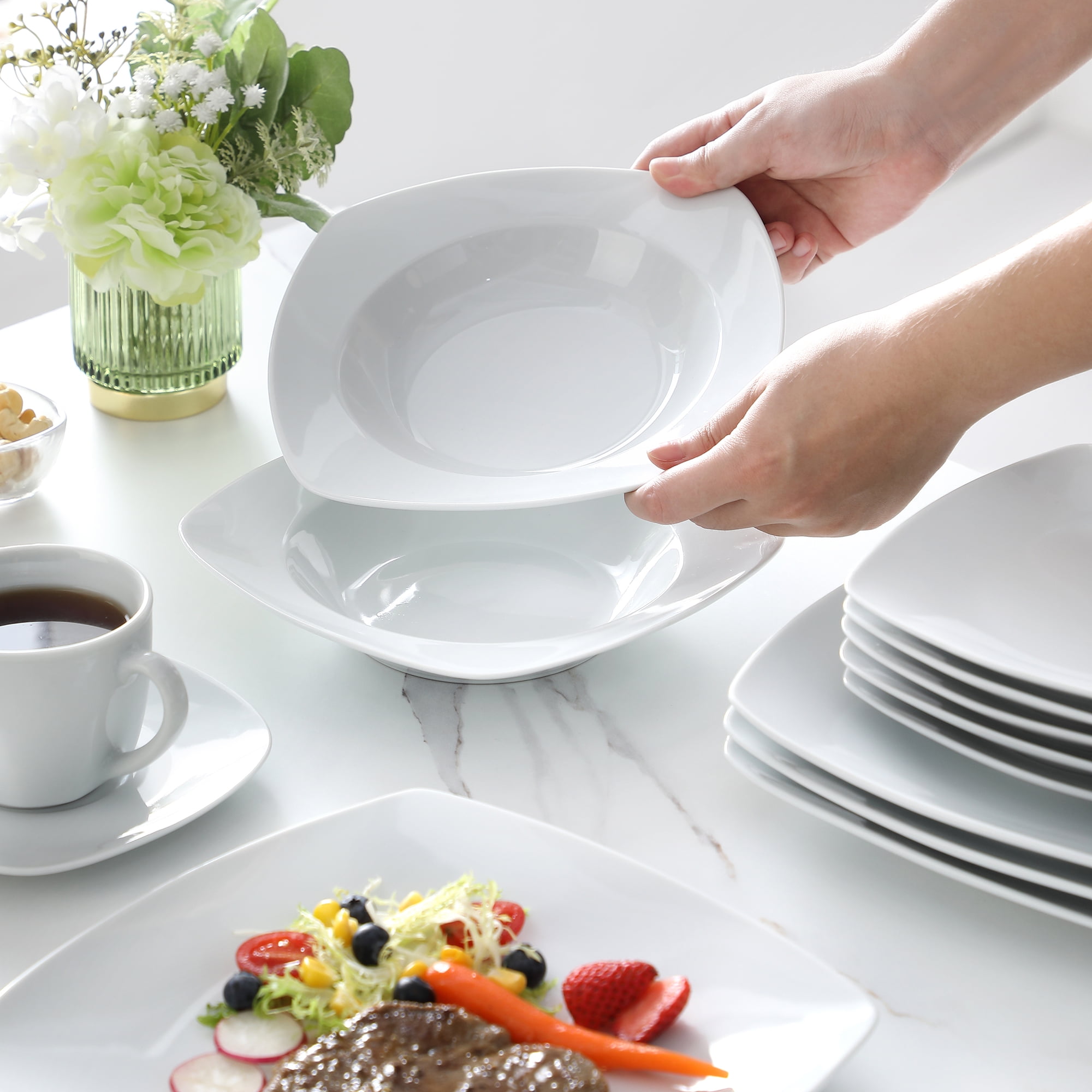 Dinner Set 12 Person Porcelain Plate  Porcelain Dinnerware Set Plate -  Malacasa - Aliexpress