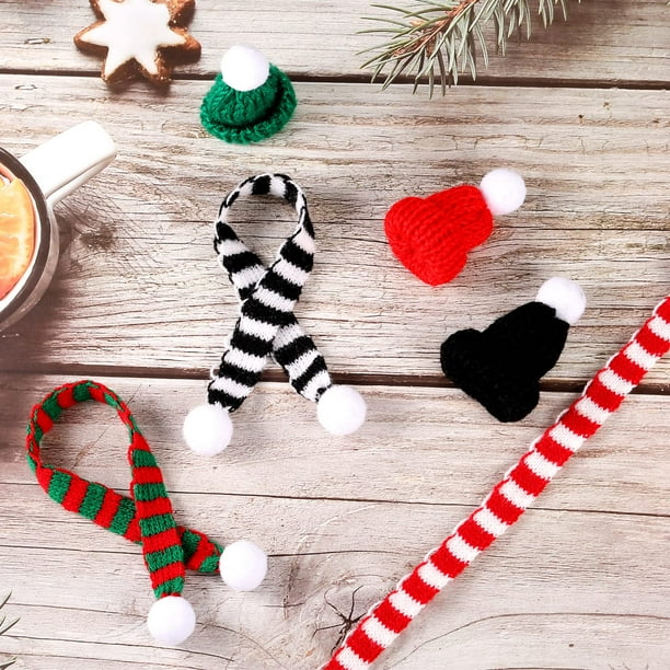Advancent 12 piezas de sombreros de punto navideños con bufanda, decoraciones navideñas DIY para un toque personalizado encantador Kits de decoración para fiestas