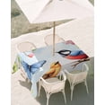 thumbnail image 3 of 52x70 Inch Outdoor Tablecloth with Umbrella Hole Zipper Rectangle Spring Floral Rectangular Tablecloths Outside Waterproof Pastoral Butterfly Birds Elegant Patio Table Cloth Cover for Picnic Party, 3 of 8