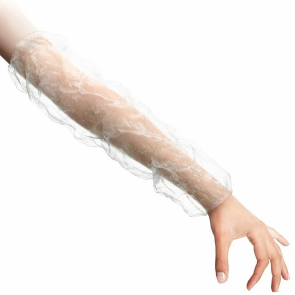 Clear Arm Sleeves Covers, 18-Inch. Pack of 100 Disposable Protectors With Elastic Ends, 1 mil. Waterproof Polyethylene Sleeve for Arms