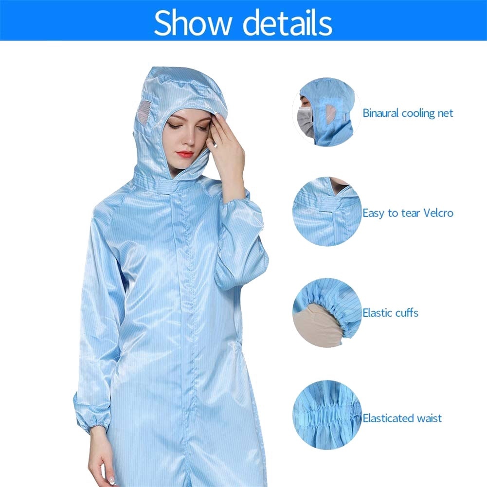 Protective Coveralls with Hood Reusable Washable DustProof Plus Size