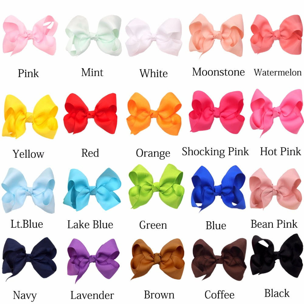 40Pcs 4.5 inch Baby Hair Bows Alligator Clips Grosgrain Ribbon Big Bows Clips For Girls Toddlers Kids Children 20 Colors In Pairs