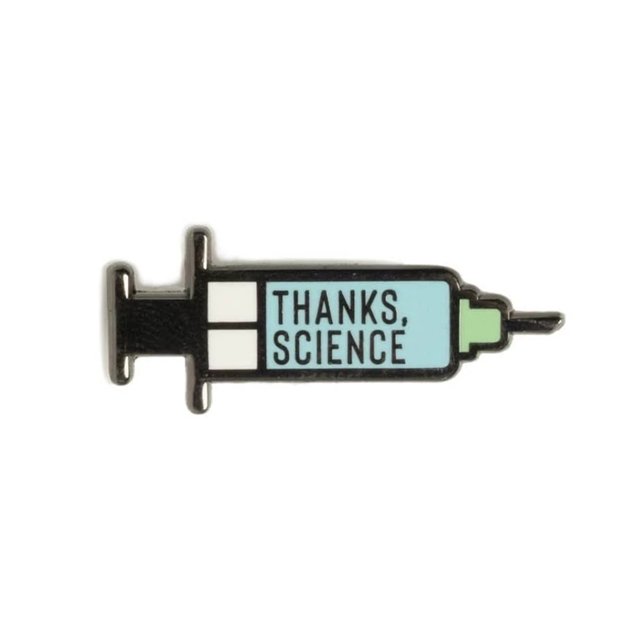 CAROOTU Thanks Science Vaccine Syringe Mini Pin Badge Support Gift Hard Enamel Lapel Pin 1.1" for Bag Jacket