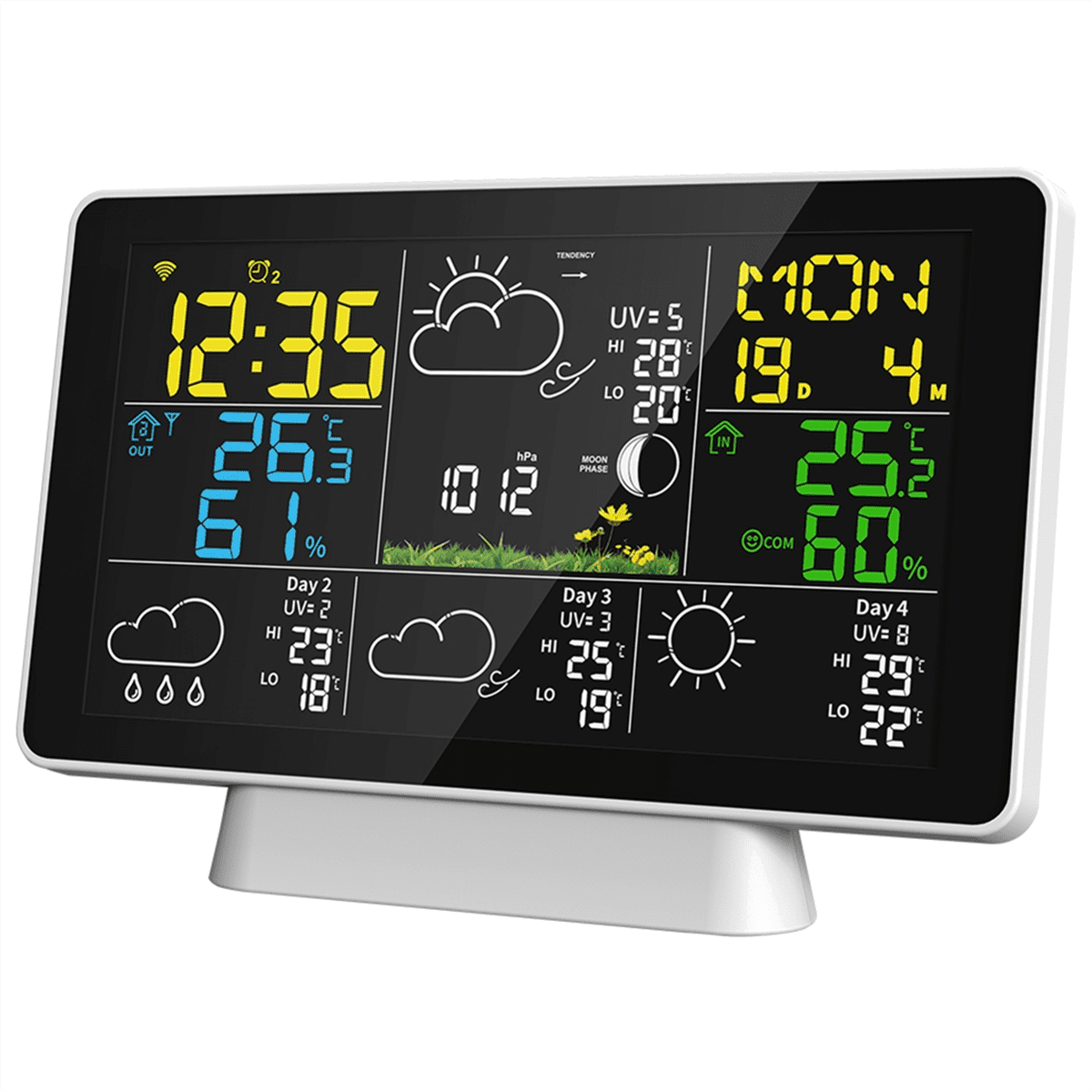 Tuya WIFI Weather Station 7.5Inch Display Thermometer Hygrometer Indoor Outdoor Rain/Wind Gauge Weather Forecast US Plug