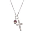 thumbnail image 2 of Delight Jewelry Goldtone Hot Pink & Purple Wide Cheetah Print Spinner Be Strong and Courageous Engraved Cross Zoey Necklace, 28", 2 of 4