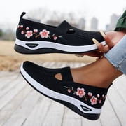 Breathable Mesh Slip On Casual Shoes, Fashion Round Toe Summer Non Slip Walking Sneakers, Lightweight Comfort, Womens Flat Shoes