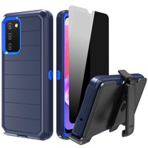 NIFFPD Samsung Galaxy A03S Case with Screen Protector (Anti Spy Privacy) Tough Rugged Shockproof Protective Phone Case for Galaxy A03S Dark Blue