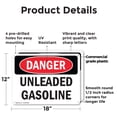 thumbnail image 2 of (2 Pack) Unleaded Gasoline OSHA Danger Sign 18 Inch X 12 Inch Plastic Sign, Weather Resistant, UV Protected for Workplace, Business, and Construction Site, Made in the USA, 2 of 8