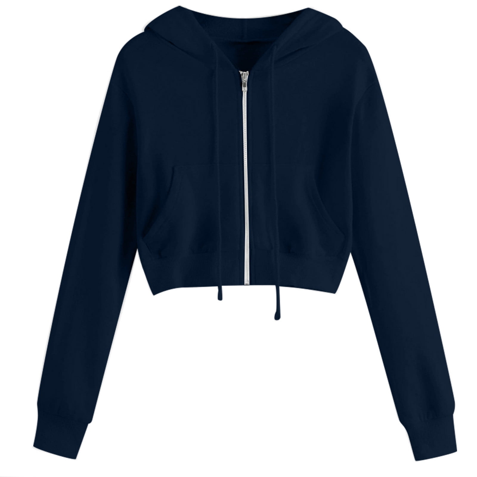 ジャケット・アウター REFLEM cropped zip hoodie Brglopf Women Cropped Zip Up Hoodie Solid Color Zipper Short