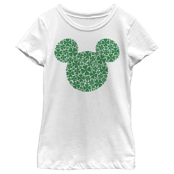 Girl's Mickey & Friends Mickey Mouse Clover Silhouette  Graphic Tee White Small