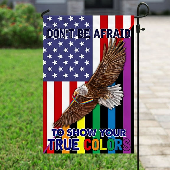 FLAGWIX Patriotic Garden Flag 11.5x17.5 in- LGBT Pride Eagle Flag LHA1574F - Premium Polyester Indoor Outdoor Flags
