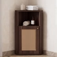 thumbnail image 2 of S-HOME Versatile Freestanding Floor Corner Cabinet with Rattan Barn Doors and Adjustable Shelf Organizer for Bathroom or Kitchen, Brown, 2 of 8