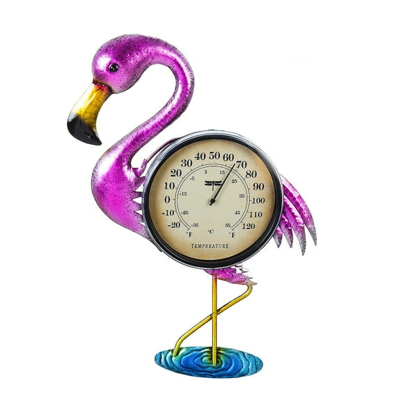 Evergreen Flamingo Outdoor Wall Thermometer