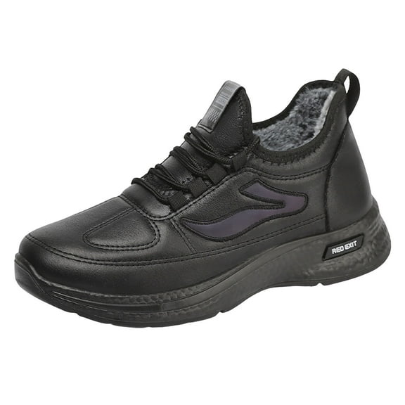 Men's Winter Warm Ankle Boots Fleece Lined Lace Up Sneakers Waterproof Outdoor Non Slip Hiking Short Booties with Arch Support Black Size 7