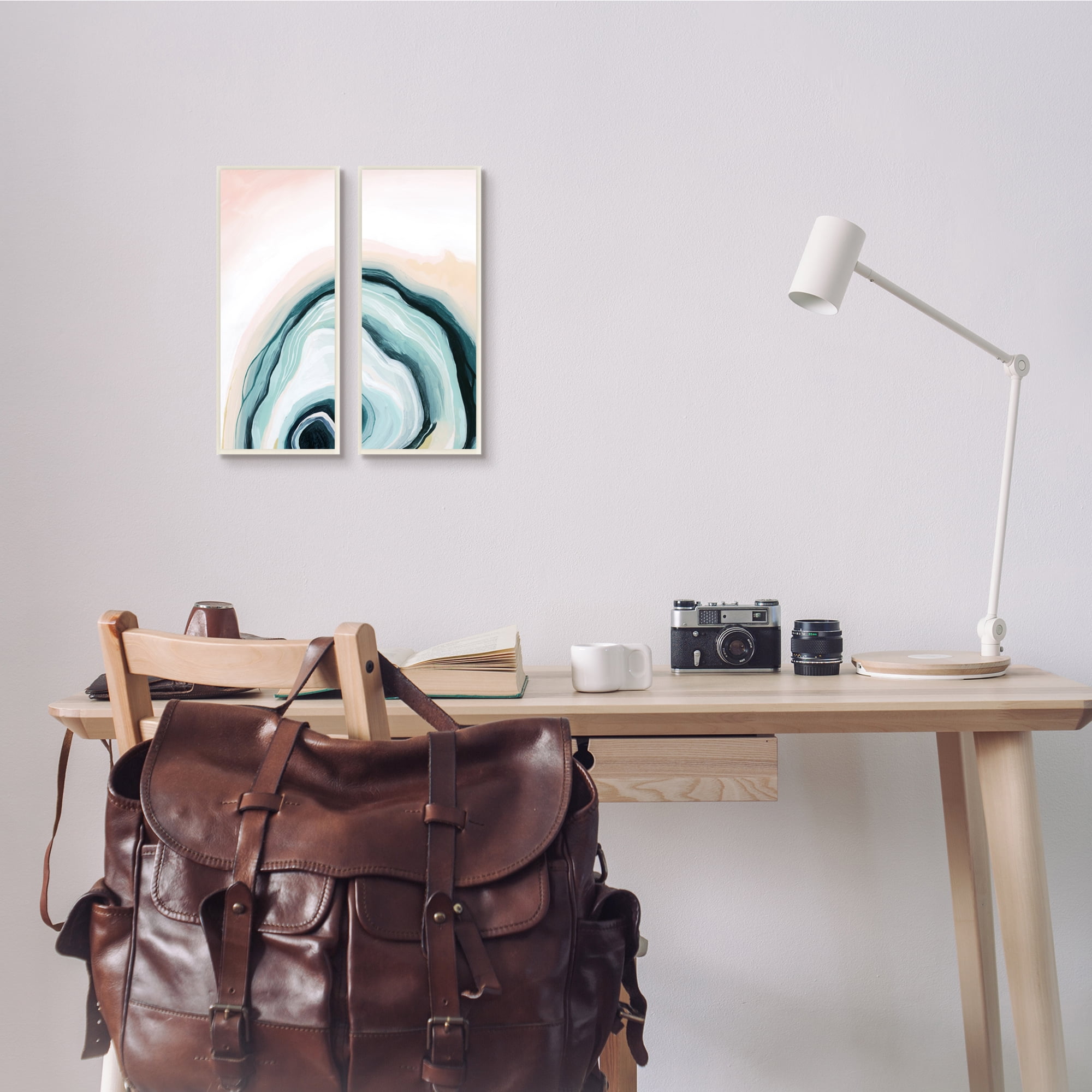 Stupell Indtries Abstract Seashell Interior Round Curves Blue Beige,7 x 17,Design by Grace Popp