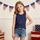 thumbnail image 5 of Odeerbi Niñas Estampado Bandera Americana Camiseta de Cuello Tripulación Sin Mangas Día de La Independencia, 5 of 8