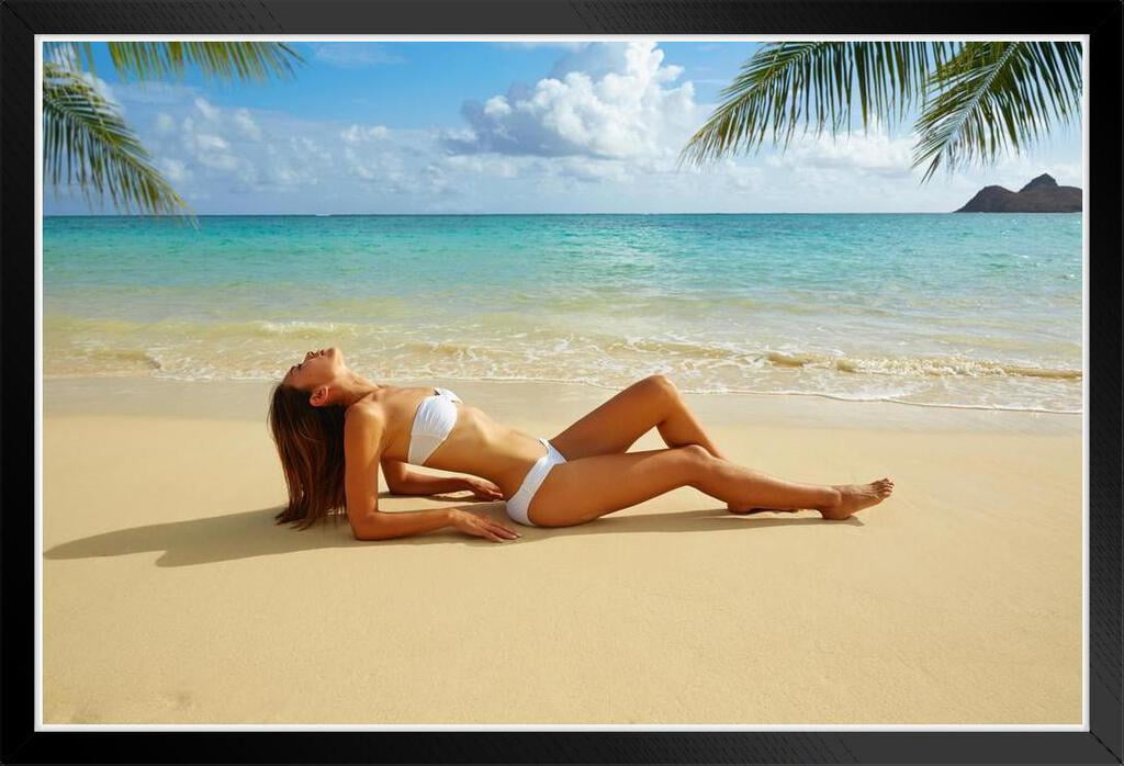 Asian Woman Beauty Laying On Tropical Sandy Beach Photo Photograph ...