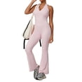 thumbnail image 3 of Sentmoon Beachy Outfits for Women Beach Rompers V Neck Solid Color Lace Backless Slim Fit Travel Outfits for Women Summer for Work and Business Casual, 3 of 7