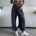thumbnail image 5 of hlysgo Track Pants for Women Wide Leg High Waisted Baggy Joggers Pant Side Stripe Drawstring Ankle Trousers with Pockets Dark Gray,M, 5 of 5