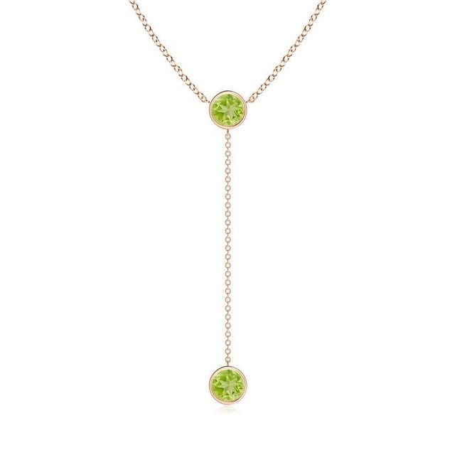 Angara Collier Péridot Naturel - Collier Style Lariat Péridot Rond 1.9 ct en Or Rose 14K pour Femmes