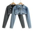 thumbnail image 4 of Sakmal Ladies Barn Jacket Plus Size Jean Cropped Denim Black Jacket Women's Clothing L, 4 of 5