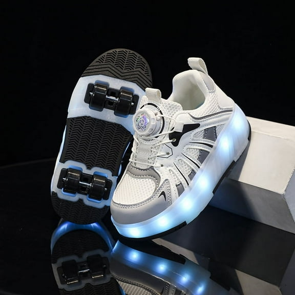 Kids Wheels Shoes with Lights Rechargeable Roller Skates Shoes Retractable Wheels Shoe LED Flashing Sneakers for Girls Boys Gift