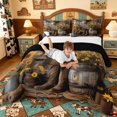 thumbnail image 3 of meiyoeat Rustic Cowboy Style King Size Comforter Sets For Boys,Cute Floral Sunflower Comforters King Size,Reversible,3 Pieces,1 Comforter And 2 Pillowcases, 3 of 7