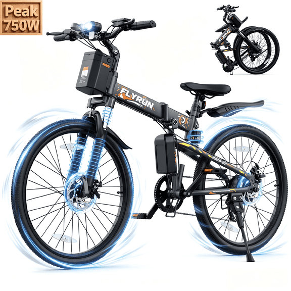 FLYRUN 26" Electric Bike for Adults,Folding Ebike with Peak 750W Motor,20MPH,48V 374.4Wh Removable Battery,LCD Display,UL2849