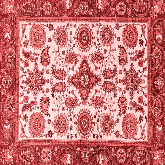 Ahgly Company Machine Washable Indoor Square Oriental Red Traditional Area Rugs, 4' Square