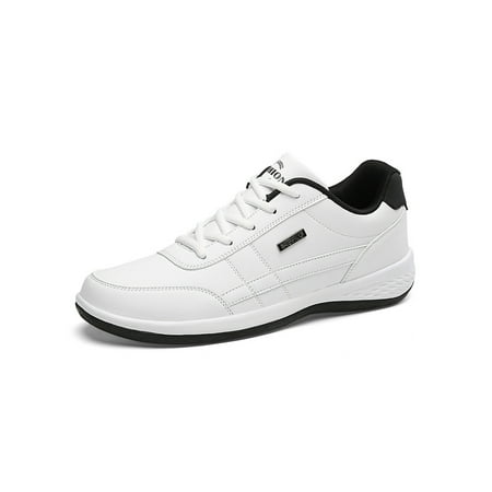 

Bellella Mens Running Shoe Lace Up Sneakers Breathable Walking Shoes Comfort Fashion Sneaker Driving Outdoor White Black 5.5
