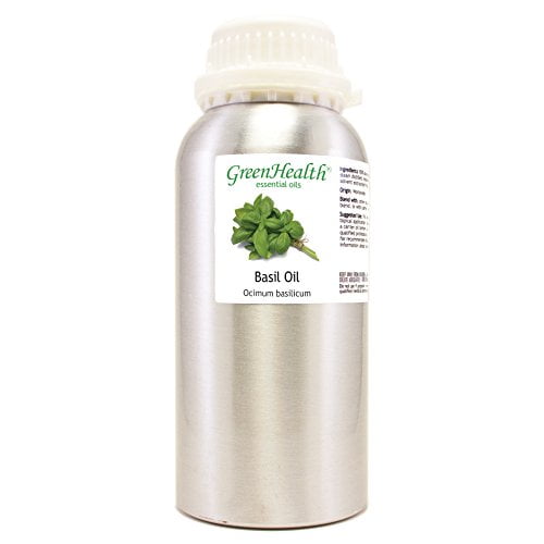 Basil Essential Oil - 16 fl oz Aluminum Bottle w/Plug Cap - 100% Pure Essential Oil - GreenHealth