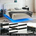 thumbnail image 5 of Floating Bed Frame Full Size with RGB Led Lights Headboard, Modern Queen Upholstered Platform with Adjustable Headboard, Stable Structure, No Box Spring Needed, Easy Assembly, 5 of 8