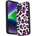 thumbnail image 1 of Compatible with iPhone 14 Pro Phone Case, Leopard-Print-Pink-Purple-Blue-Green-Cute-Aesthetic1 Case Men Women, Flexible Silicone Shockproof Case for iPhone 14 Pro, 1 of 1