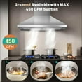 thumbnail image 5 of 24 inch Wall Mount Range Hood 450CFM 120V - Stainless Duct Convertible with 3-Speed Fan & Filters, 5 of 7