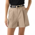 thumbnail image 5 of Sewkxo Womens Casual Elastic Waist Wide Leg Suit Shorts Summer Dressy Work Shorts with Pockets,Khaki S, 5 of 8