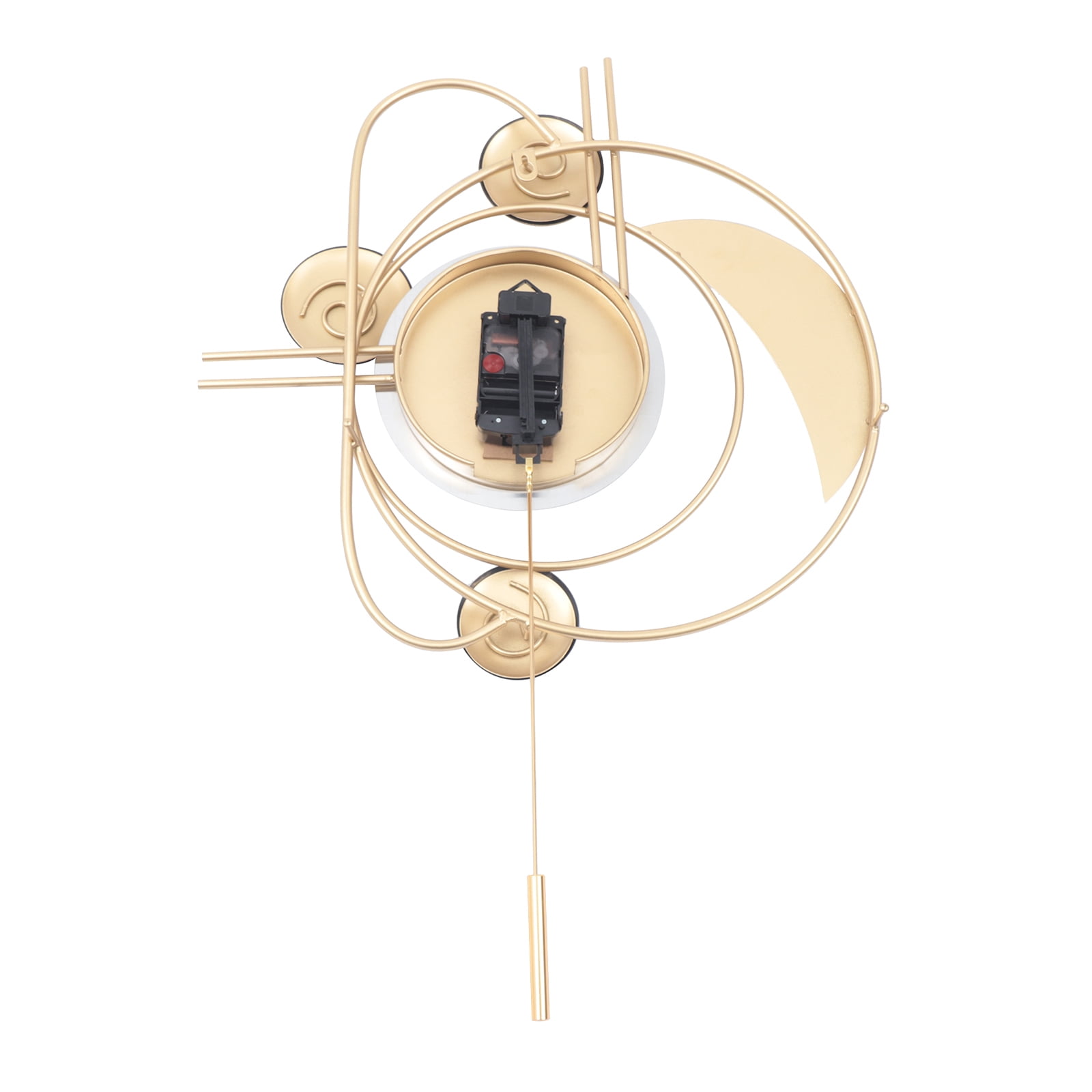 Gold Round Wall Decor Clock Silent Wall Clock Battery Powered Automatic Swing for Living Room Entrance Door