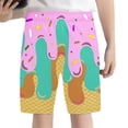 thumbnail image 2 of Summer Children's Boys' Stretch Waist Colorful Ice Cute Pattern Casual Baseball Shorts Five Pair Pants Trendy Boys Shorts Pink 13-14 Years, 2 of 4