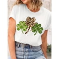 thumbnail image 1 of Camiseta de manga corta con estampado de trébol para mujer: estilo informal, cómoda, de algodón elástico, cuello redondo, lavable a máquina, ideal para todo tipo de climas. Para adultos, hombres, muje, 1 of 6