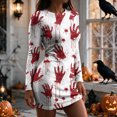 thumbnail image 4 of PBFRDSJ Womens Long Sleeve Crew Neck Graphic Print Bodycon Mini Dress for Daily Wear Casual Outings Halloween Party Gatherings, 4 of 6