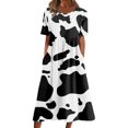 thumbnail image 2 of QJUHUNG Robe Midi à Manches Courtes Imprimée Florale Hawaïenne pour Femmes Robe Fluide avec Poches Tenue de Plage Ample, 2 of 4