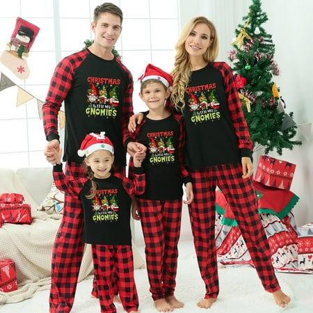 

Fathers Family Christmas Pajamas Home Set Christmas Print Pajamas Plaid Sleeves Black Holiday Pajamas Set Parent Child Set