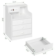 Afuhokles Nightstand with Charging Station, Night Stand End Table with Hutch and Storage Drawers, White